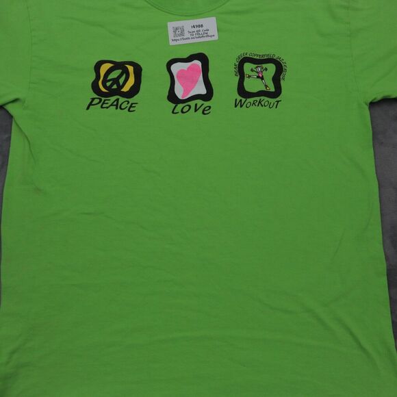 Piece Love Workout Shirt Men L Green Gildan Short Sleeve Crew Graphic Print T - Picture 8 of 15